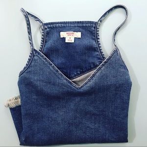 Fringe denim tank!